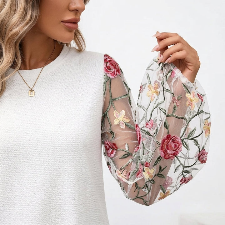 Ruby™ | Embroidered Sheer Sleeve A-Line Dress
