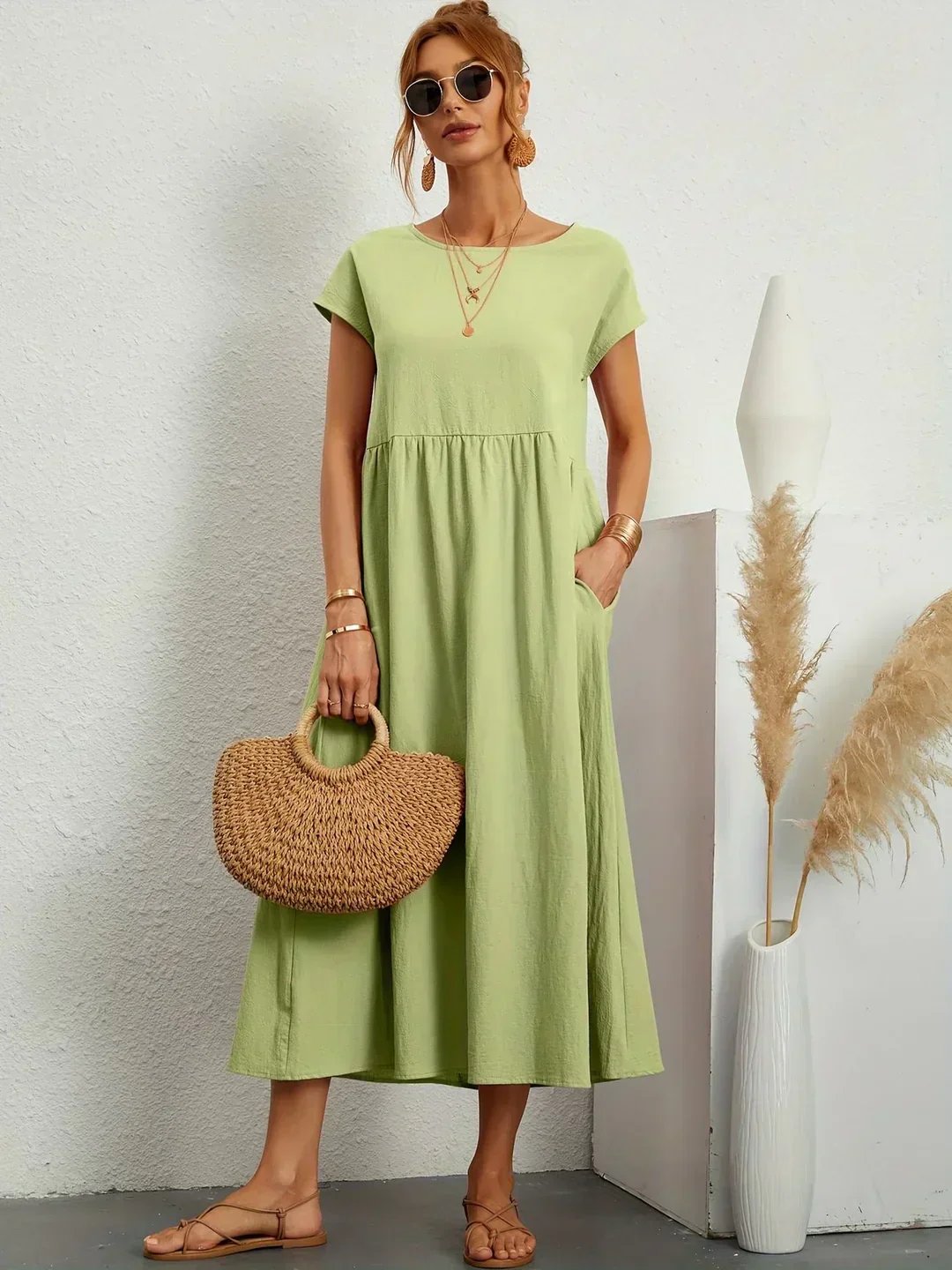 Mavis™ | Flowing V-Neck Midi Dress 