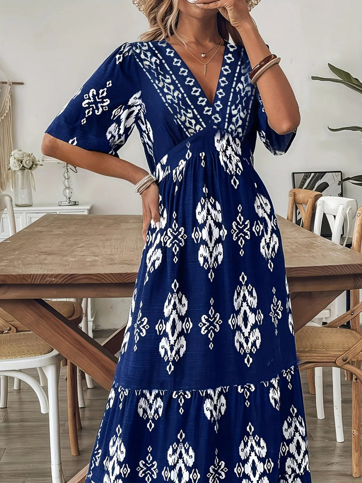 Jayda™ | Bohemian Print Maxi Dress with Flowing Silhouette