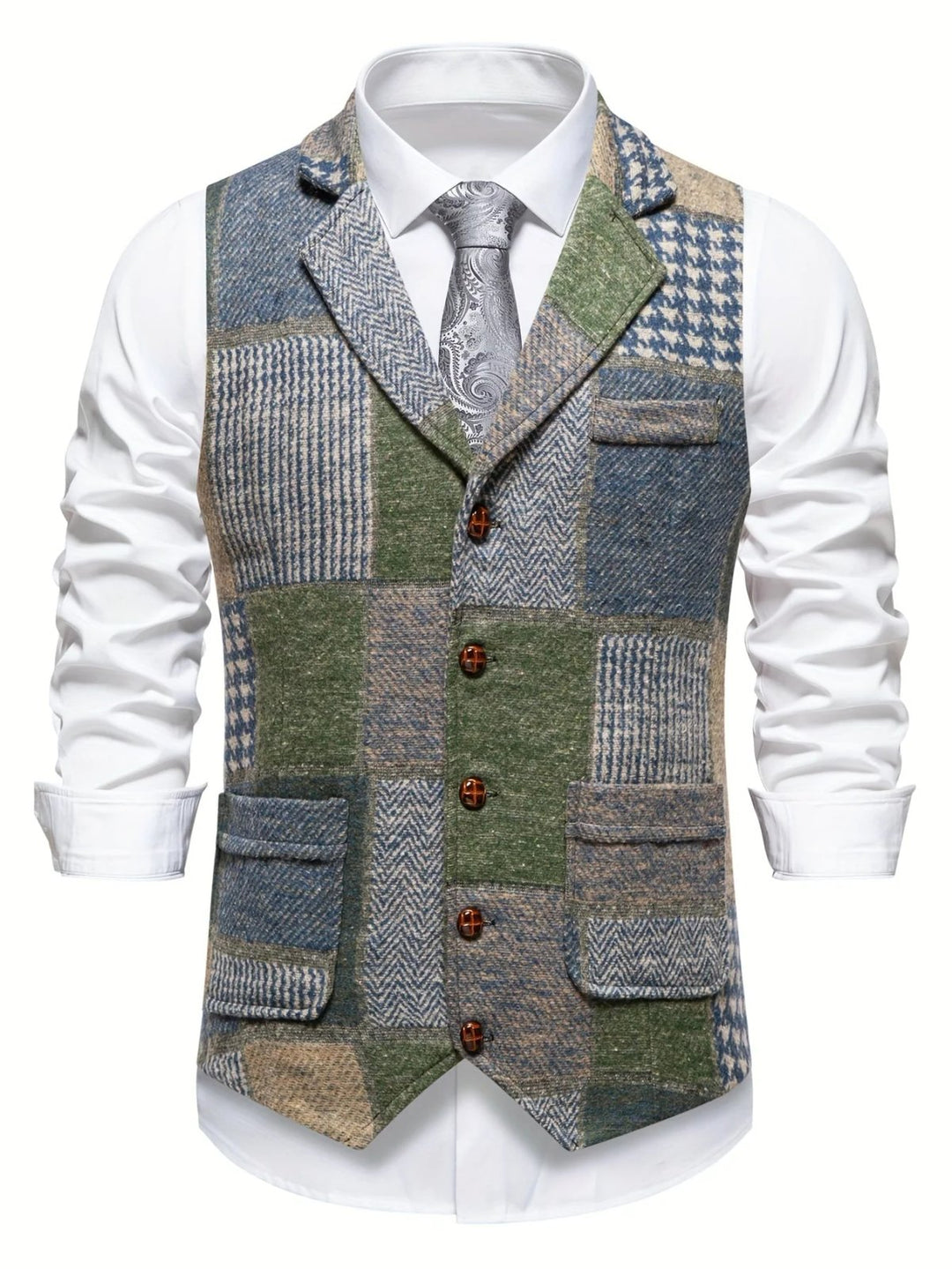 Jorge™ | Button-Front Patchwork Waistcoat