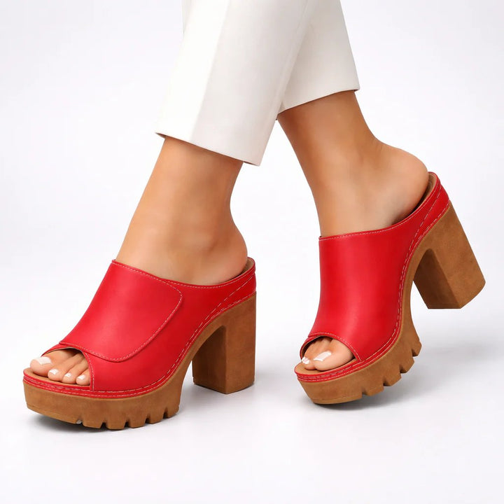 Anna™ | Wide Base Platform Strap-On Heels
