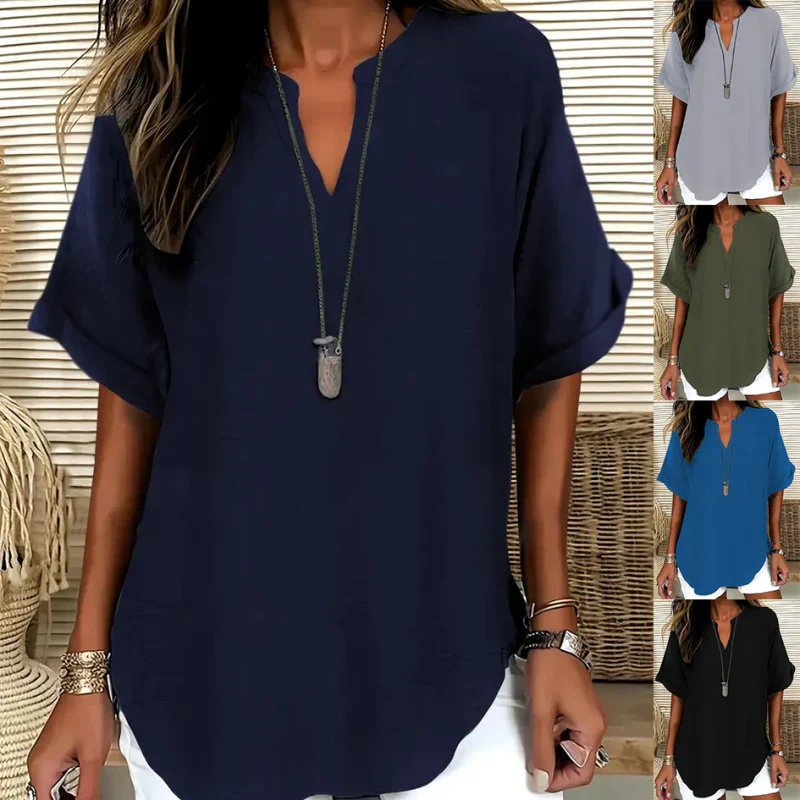 Dahlia™ | Lightweight V-Neck Blouse with Side Slits
