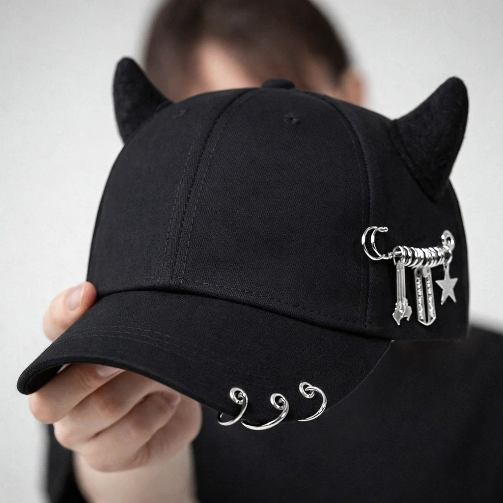 InfernaCore™ | Structured Gothic Devil Horn Baseball Cap