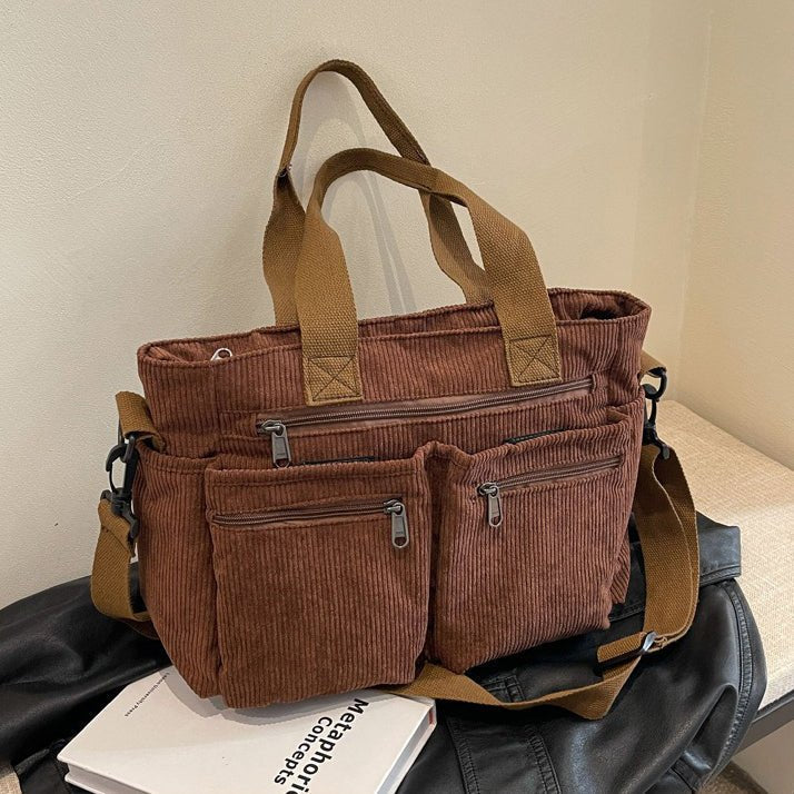 Sloane™ | Corduroy Tote Bag with Functional Pockets