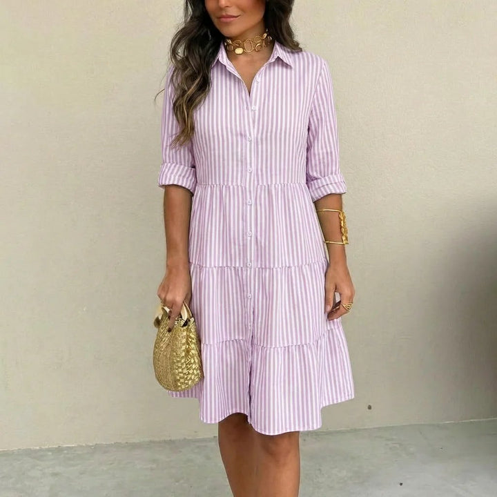 Vivian™ | Tiered Button-Front Shirt Dress