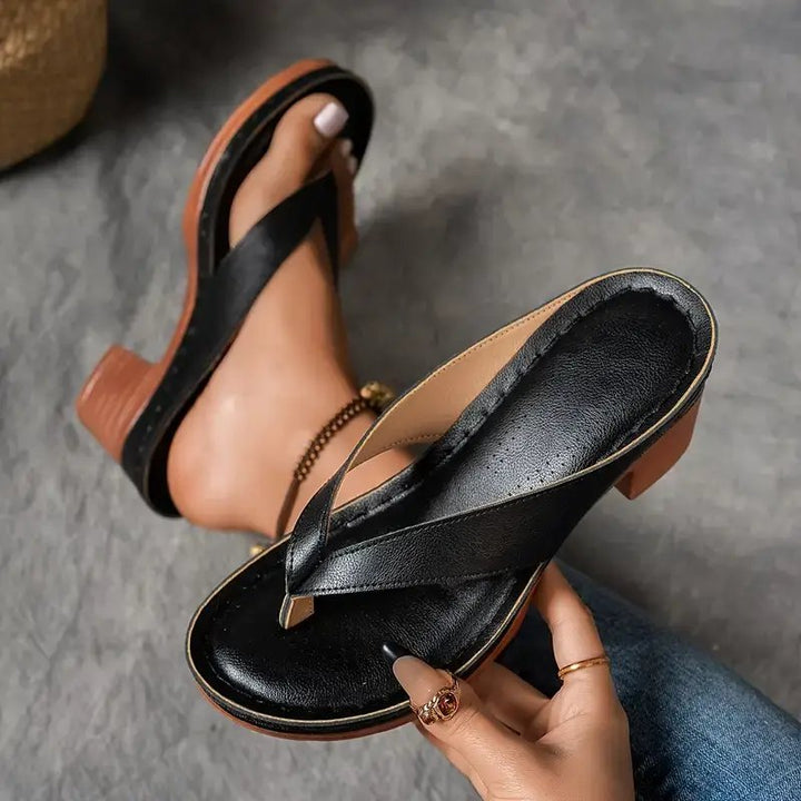 Olivia™ | Breathable Perforated Thong Block Heel Sandals