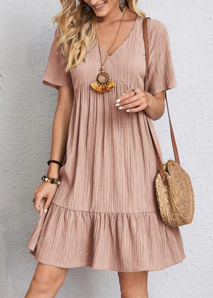 Cora™ | V-Neck Ribbed Tiered Midi Dress