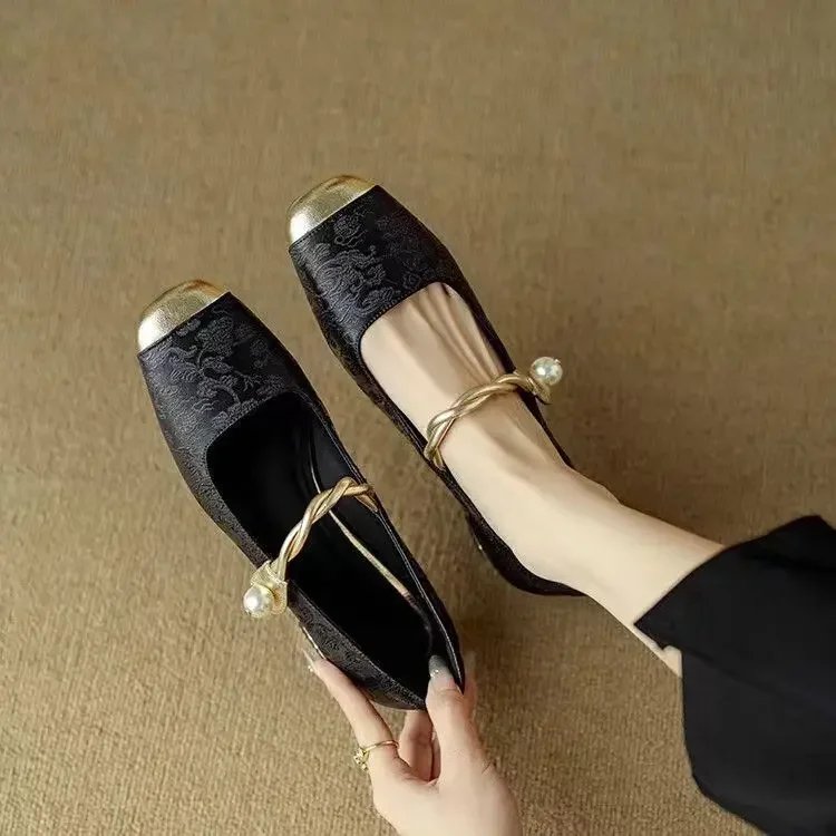Adeline™ | Embossed Flats with Metallic Hardware