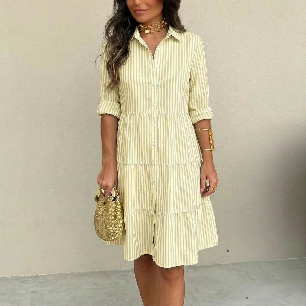 Vivian™ | Tiered Button-Front Shirt Dress