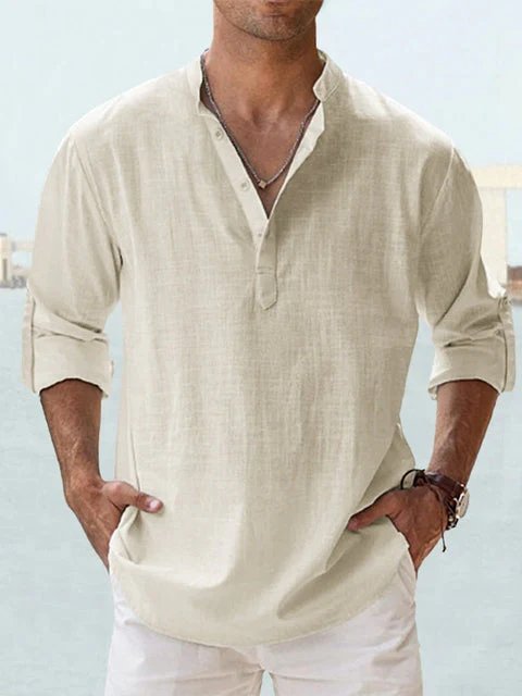 Benjamin™ | Breathable V-Neck Long Sleeve Henley Shirt