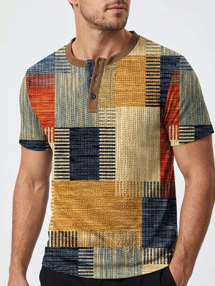 Jackson™ | Patchwork Henley Button Short Sleeve Shirt