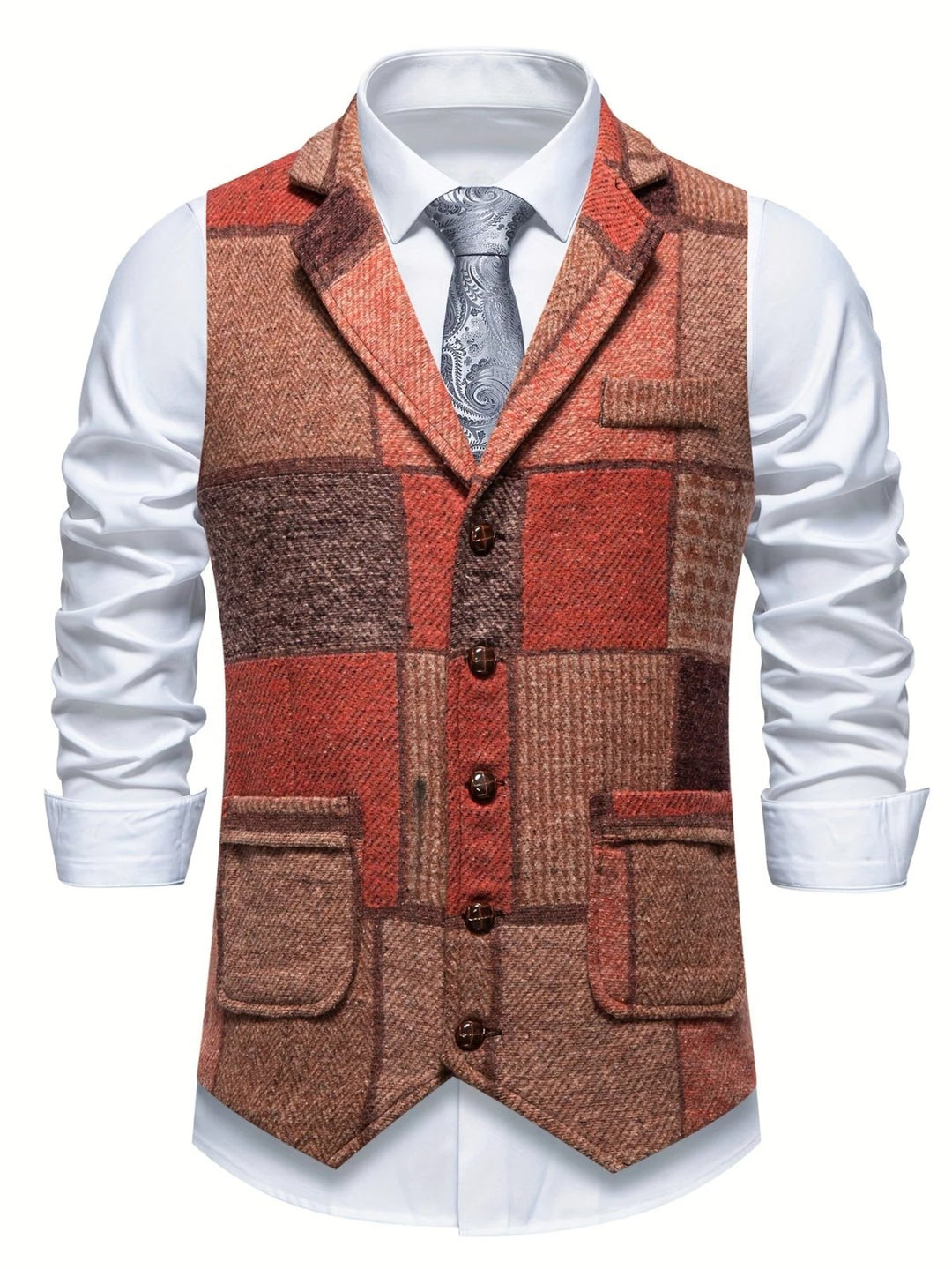 Jorge™ | Button-Front Patchwork Waistcoat