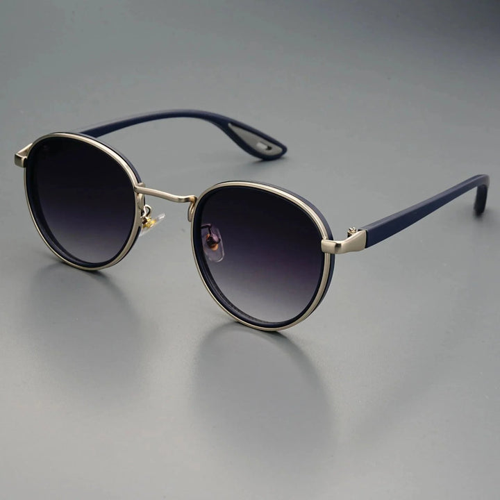 Nora™ | UV400 Retro Round Metal-Acetate Sunglasses
