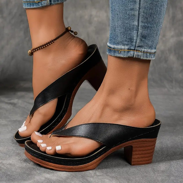 Olivia™ | Breathable Perforated Thong Block Heel Sandals