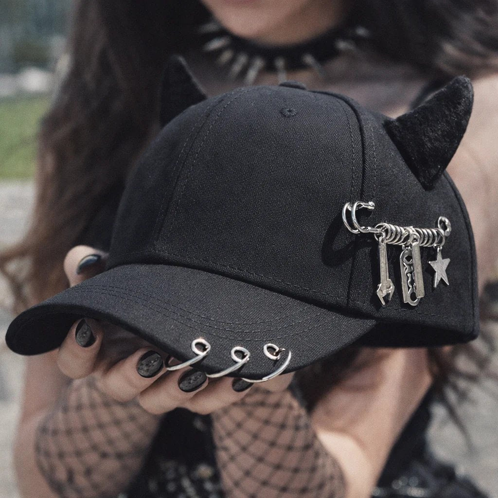 InfernaCore™ | Structured Gothic Devil Horn Baseball Cap