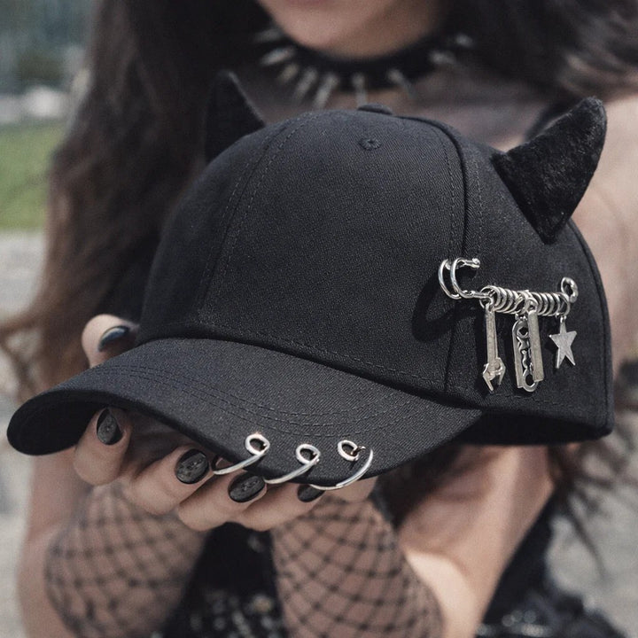InfernaCore™ | Structured Gothic Devil Horn Baseball Cap