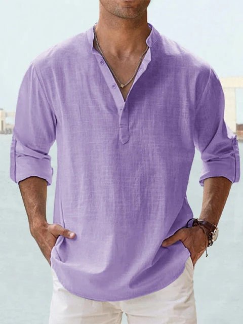 Benjamin™ | Breathable V-Neck Long Sleeve Henley Shirt