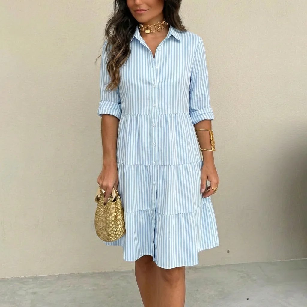 Vivian™ | Tiered Button-Front Shirt Dress