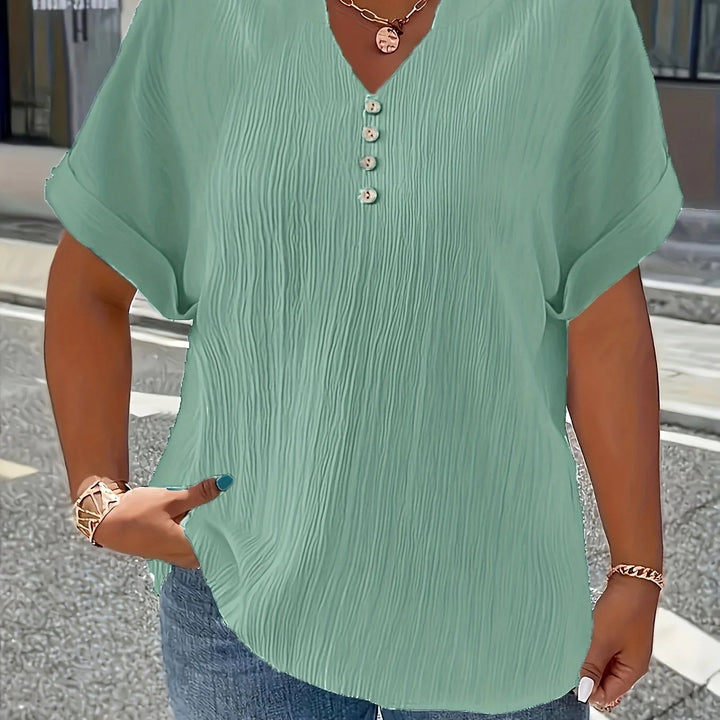 Isla™ | Casual V-Neck Blouse with Button Detail