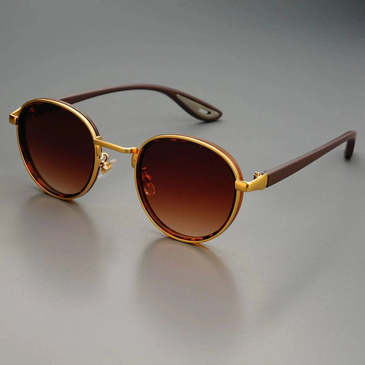 Nora™ | UV400 Retro Round Metal-Acetate Sunglasses