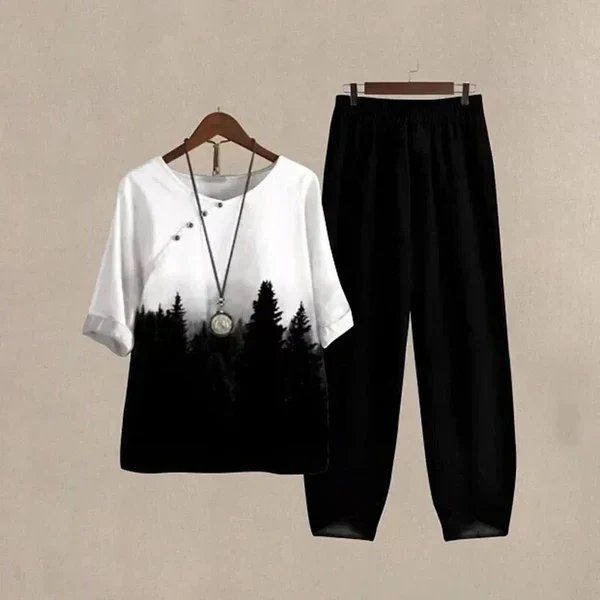 Emilia™ | Button-Front Shirt and Pants Comfort Set