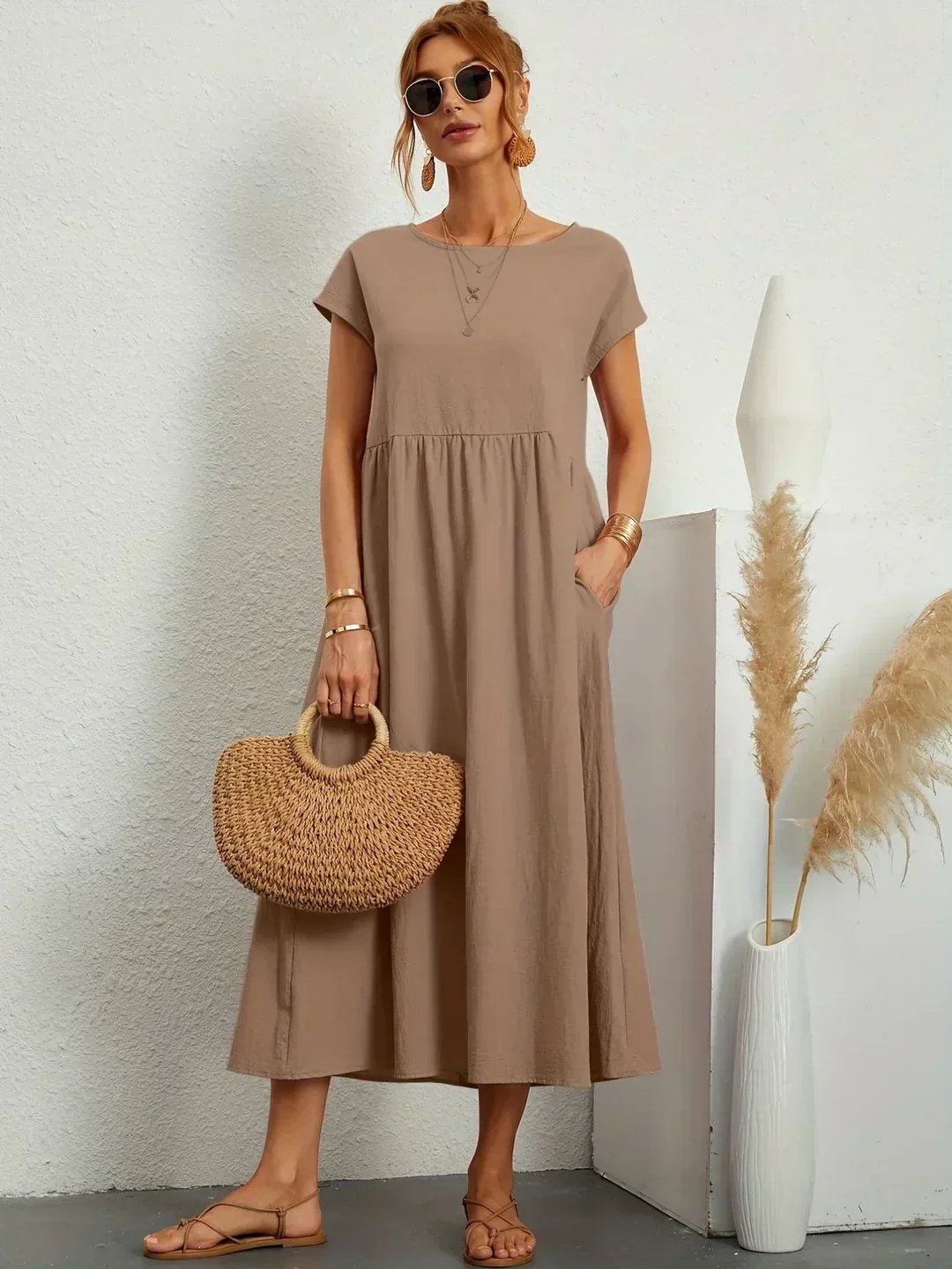 Mavis™ | Flowing V-Neck Midi Dress 