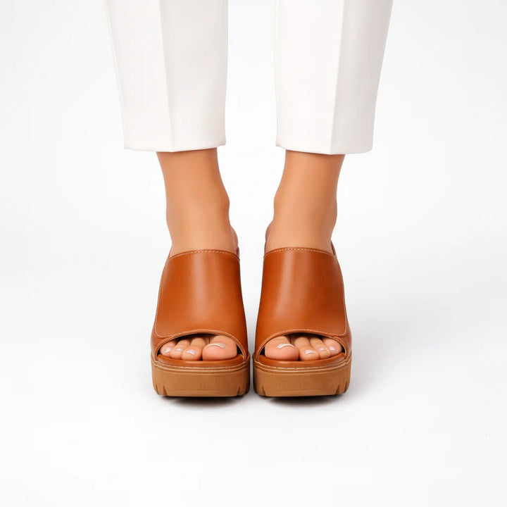 Anna™ | Wide Base Platform Strap-On Heels