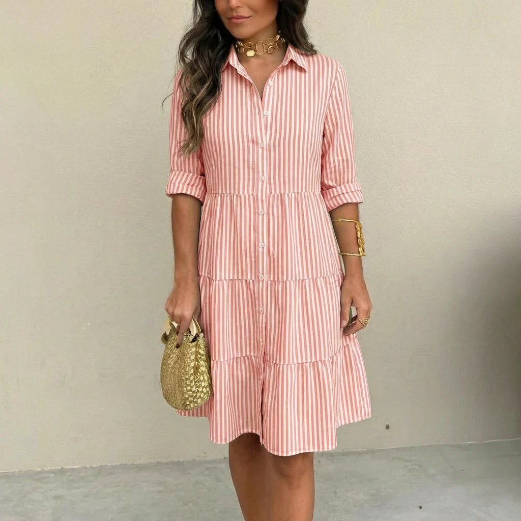 Vivian™ | Tiered Button-Front Shirt Dress