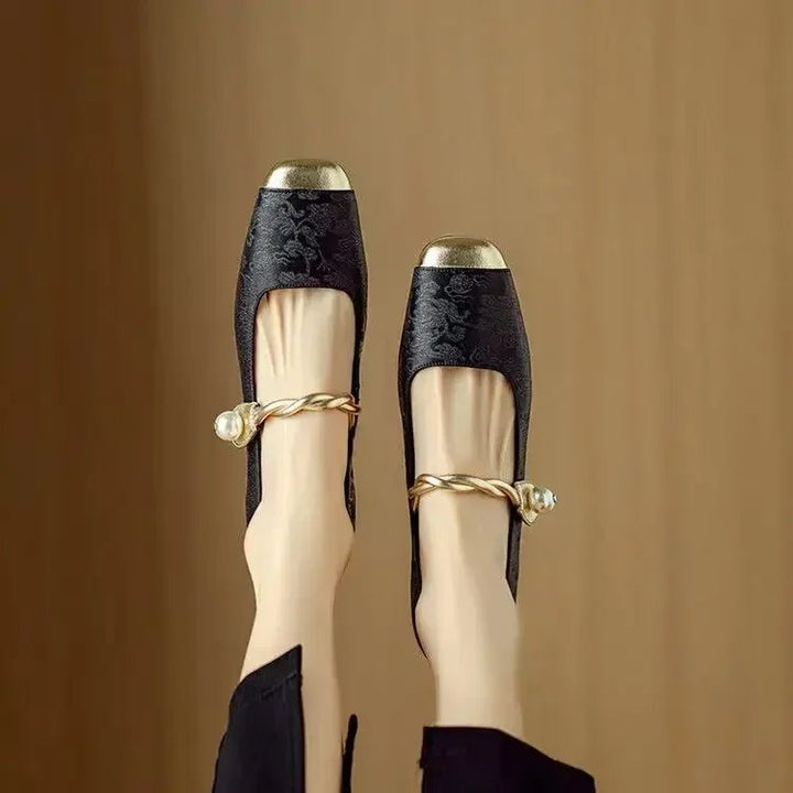 Adeline™ | Embossed Flats with Metallic Hardware
