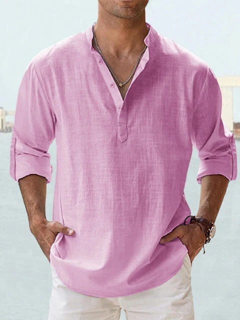 Benjamin™ | Breathable V-Neck Long Sleeve Henley Shirt