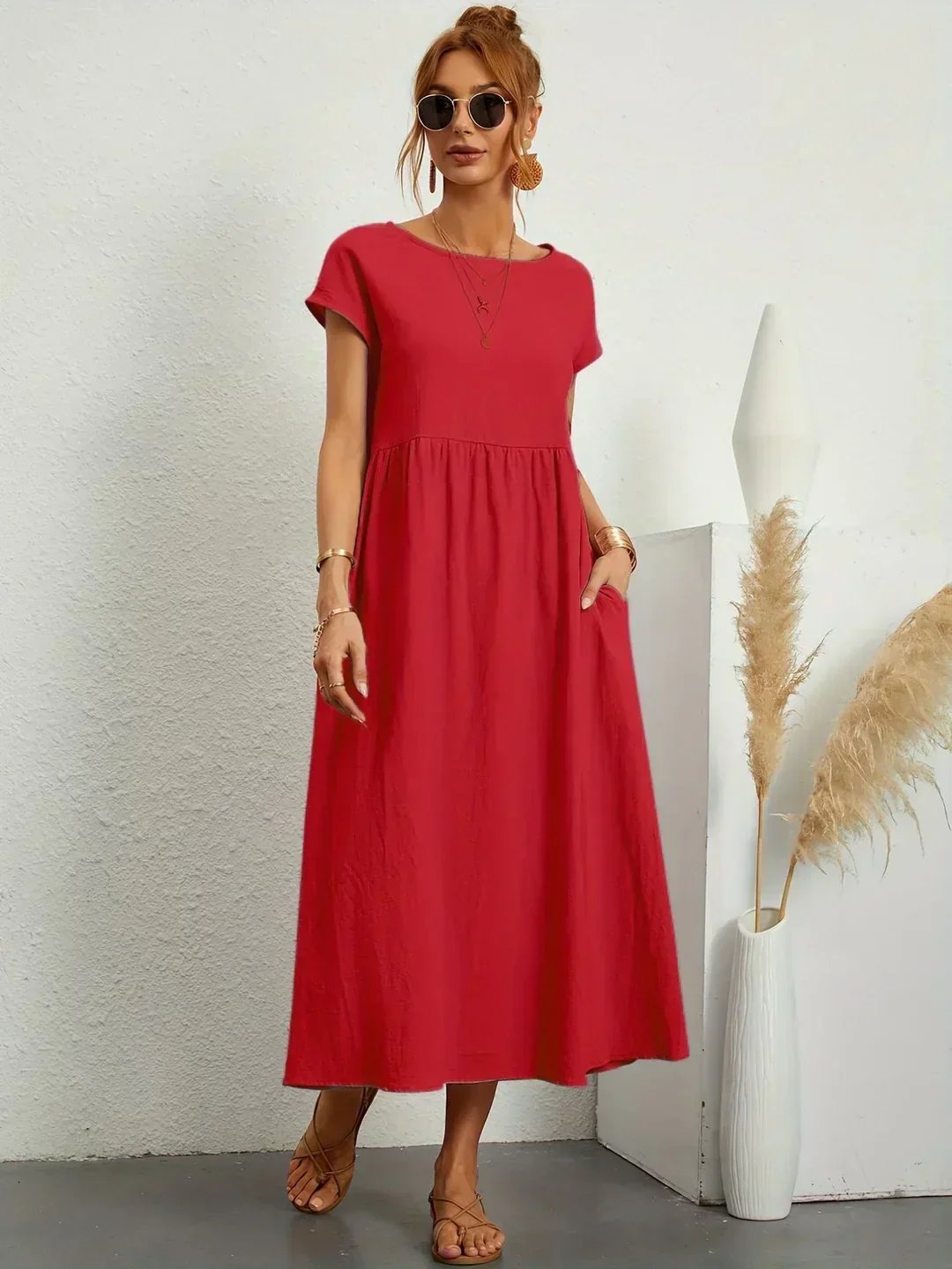 Mavis™ | Flowing V-Neck Midi Dress 