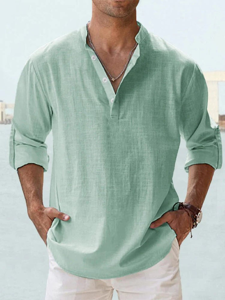 Benjamin™ | Breathable V-Neck Long Sleeve Henley Shirt