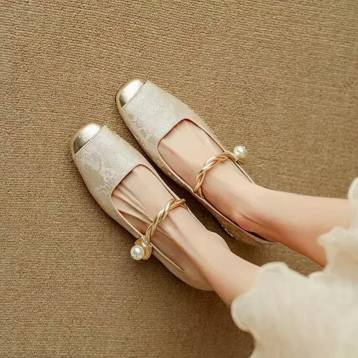 Adeline™ | Embossed Flats with Metallic Hardware