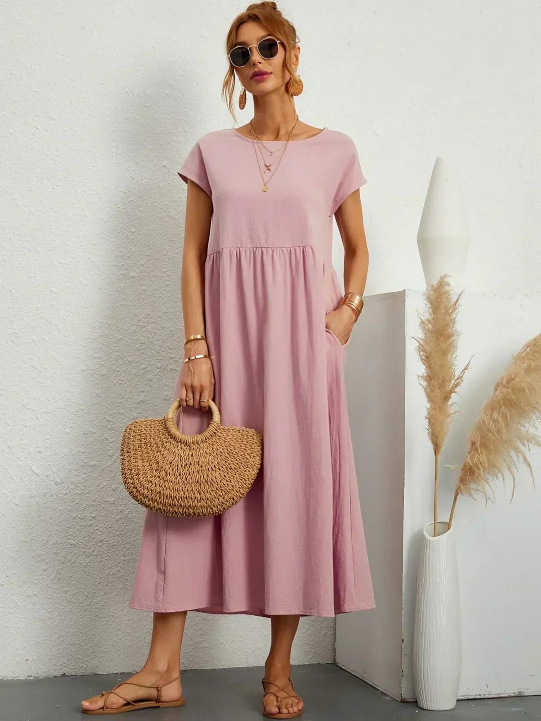 Mavis™ | Flowing V-Neck Midi Dress 