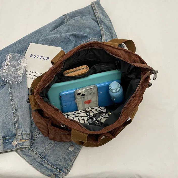 Sloane™ | Corduroy Tote Bag with Functional Pockets