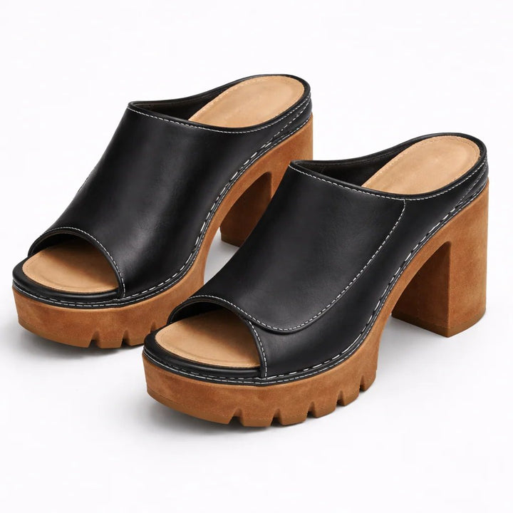 Anna™ | Wide Base Platform Strap-On Heels