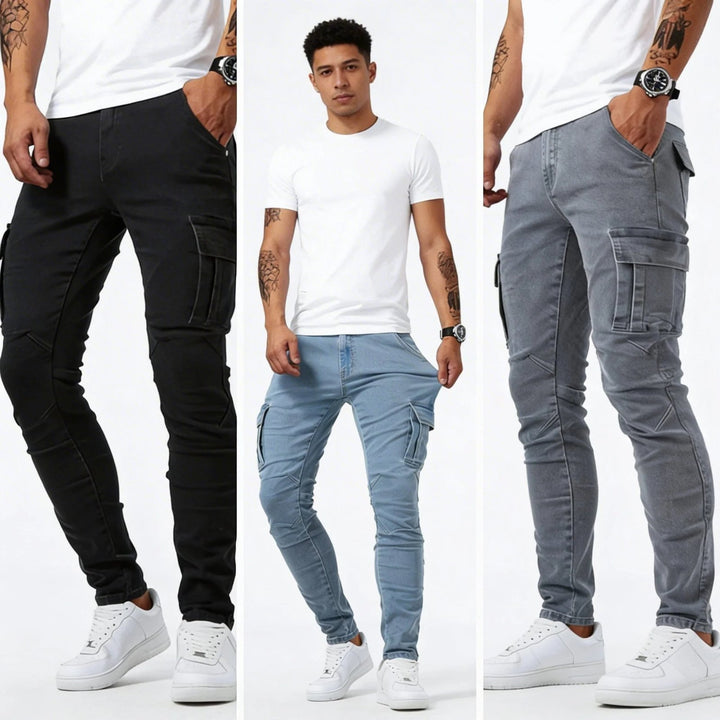Theo™ | Stretch Denim Cargo Jeans with Multi-Pocket